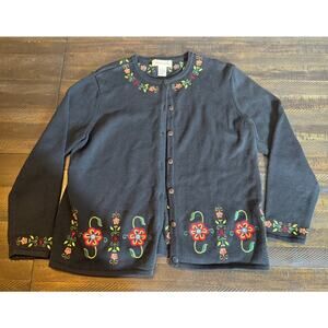 Vintage Bechamel Embroidered Floral Cardigan Granny Core Size Small
